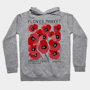 Retro poppy flower market, mid-century modern poster style Hoodie